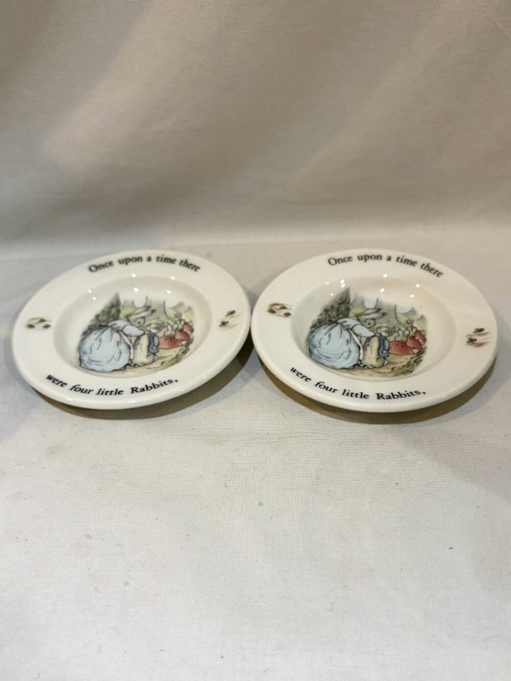 Pair of Wedgwood Peter Rabbit Mini Plates Butter Pats Trinket Dish England